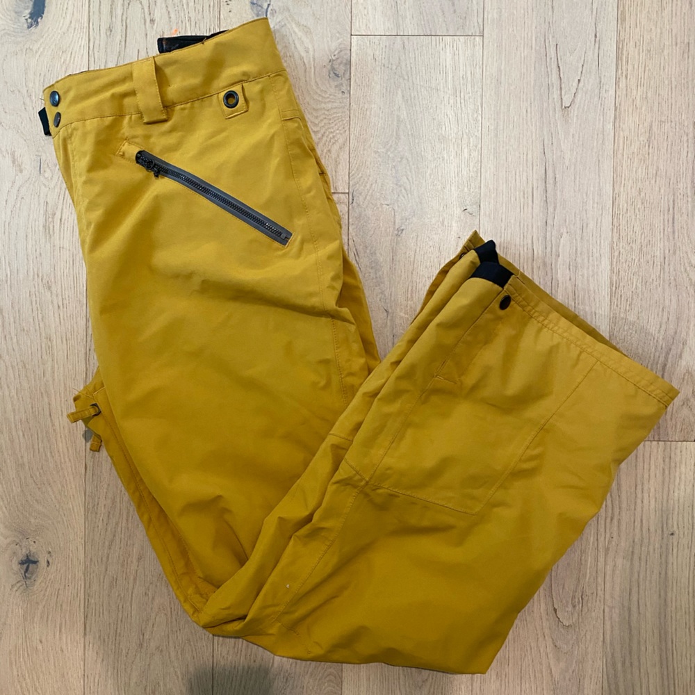 Ride Men's Yesler Shell Ski Snowboard Pants Mustard Yellow, winter riding sz L